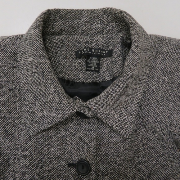 Lane Bryant Jacket Womens 14 Wool Blend Button Black Gray Collar Career Work - Picture 2 of 5